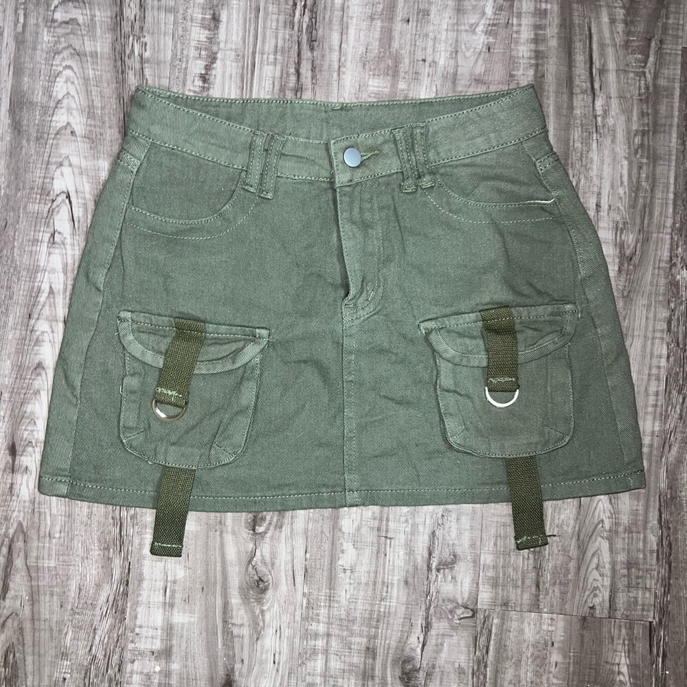 Green Utility Mini Skirt